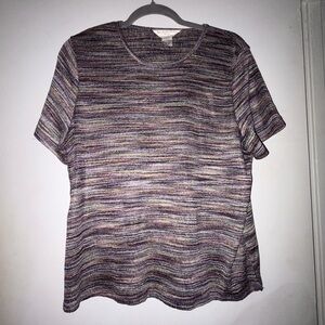 Allison Daley Multicolor Striped Short Sleeve Top
